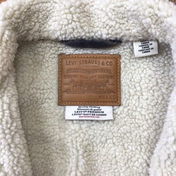 LEVI’S Premium jeans jacket sherpa jeans jacket Cottagecore western cowgirl XXS - Picture 3 of 9